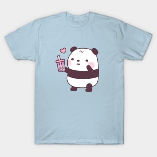 Cute Panda Loves Taro Bubble Tea T-Shirt